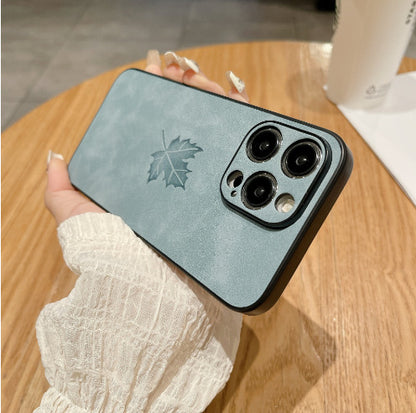 Skin Feeling Lambskin Maple Leaf Phone Case for iPhone 17/17PROMAX/PRO/AIR