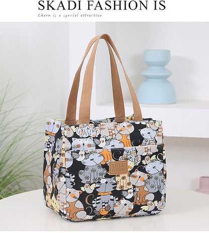 Women's Portable Printed Canvas Bag Thickened And Large-capacity Aluminum Handbag