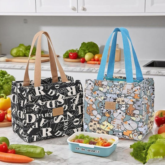 Women's Portable Printed Canvas Bag Thickened And Large-capacity Aluminum Handbag