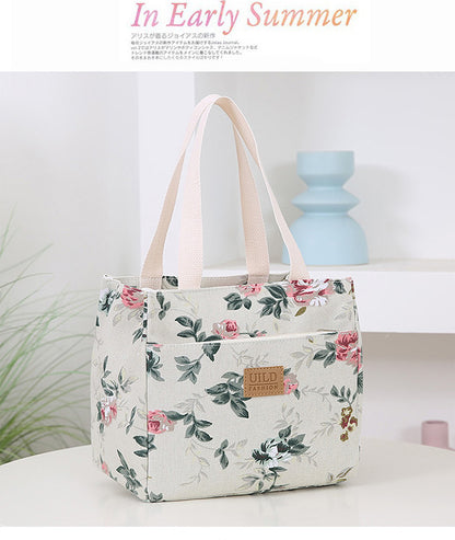 Women's Portable Printed Canvas Bag Thickened And Large-capacity Aluminum Handbag