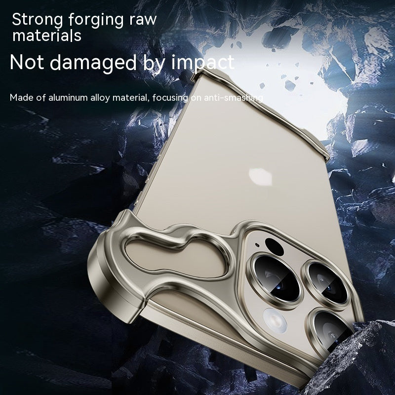 Sleek Frameless Protection: Metal Corner Guard Phone Case for iPhone 12-16 Series