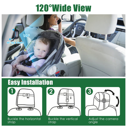 1080P Baby Car Camera For 2 Kids Dual Channel Car Baby Monitor Rear Facing Car Seat Camera With 120Degree Wide View 6.86In HD Split Screen Night Vision