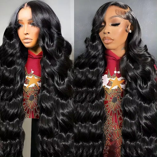 6x4 Density Virgin Human Hair Wigs Brazilian Virgin Raw Hair Transparent Lace Front Pre-Plucked Bleached Knots