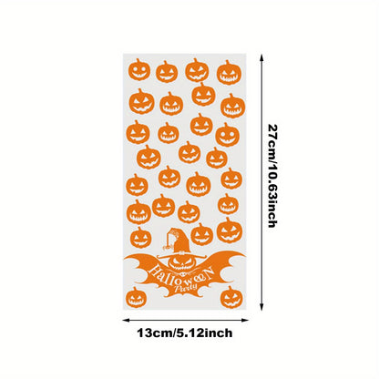 200 Pcs Halloween Cellophane Bags With Twists 4 Styles Snacks Cookies Packing Bags Pumpkin Bat Castle Witch Plastic Clear Candy Bags For Halloween Trick Or Treat Party Favor Supplies