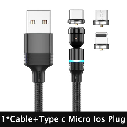 3in1 Charger Type C/Lightning/Android Fast 540 Degree Rotating Magnetic Charging Line