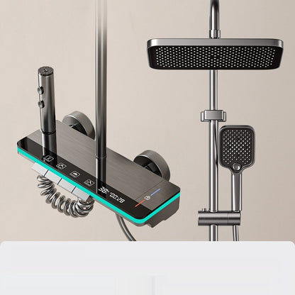 Home Bathroom Booster Gun Gray Constant Temperature Shower Head Set