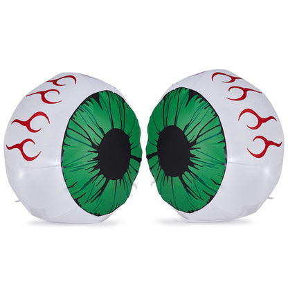 3-Foot Spooky Green-Eyed Inflatable Eyeballs (Pair) with LED Lights for Halloween Decorative Lights