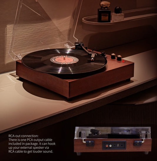 Record Player E300: Premium Turntable with Immersive Stereo Sound