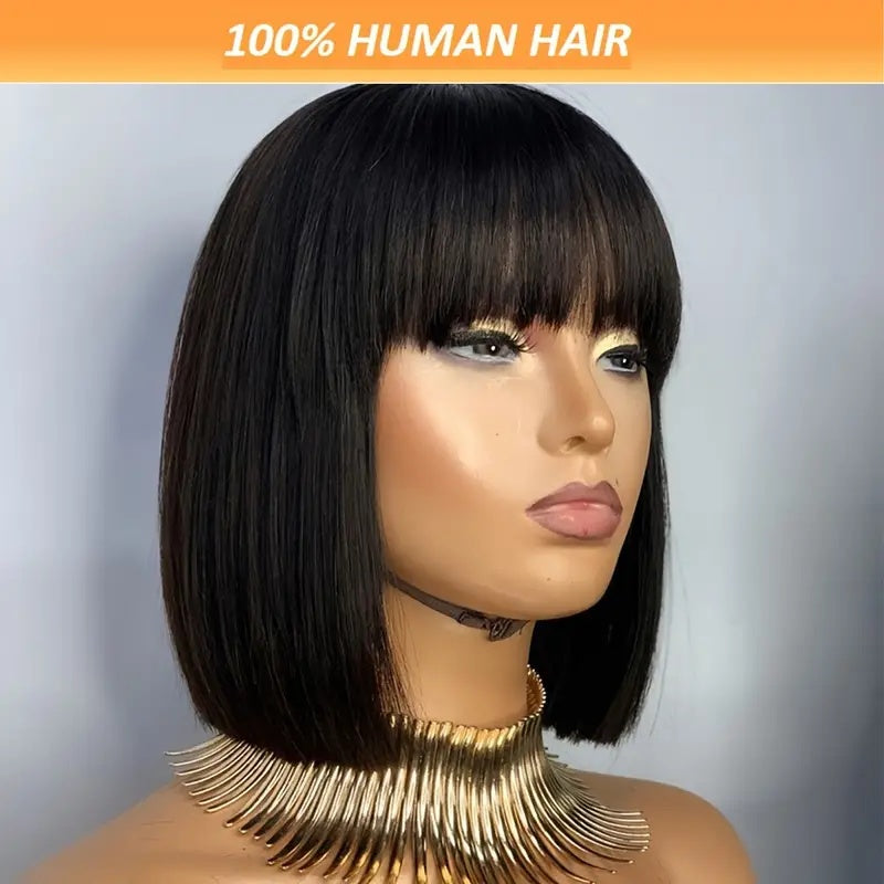 Luxurious Brazilian Remy Straight Bob Wig with Bangs