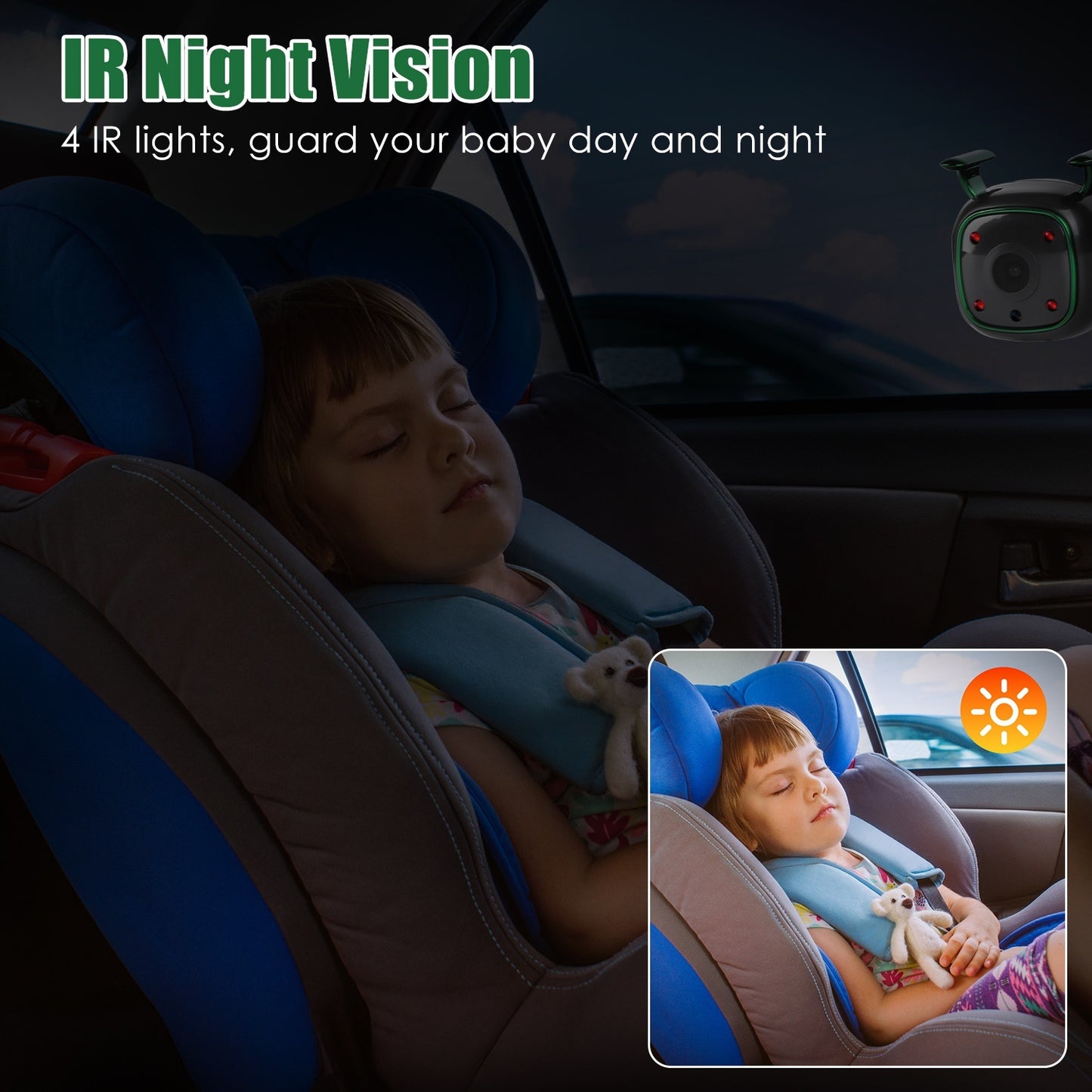 1080P Baby Car Camera For 2 Kids Dual Channel Car Baby Monitor Rear Facing Car Seat Camera With 120Degree Wide View 6.86In HD Split Screen Night Vision