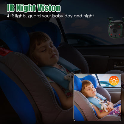 1080P Baby Car Camera For 2 Kids Dual Channel Car Baby Monitor Rear Facing Car Seat Camera With 120Degree Wide View 6.86In HD Split Screen Night Vision
