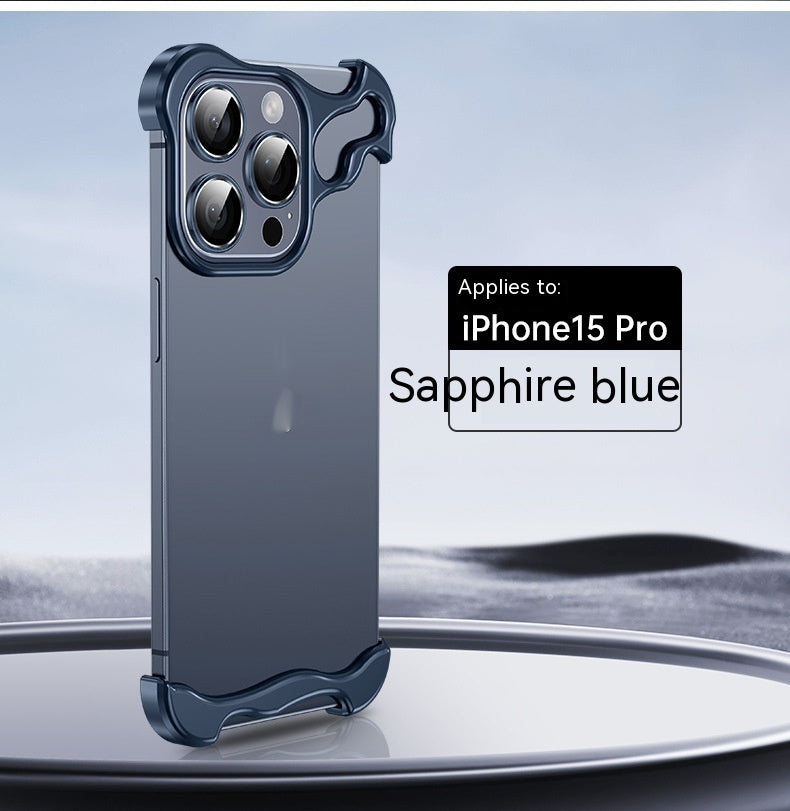 Sleek Frameless Protection: Metal Corner Guard Phone Case for iPhone 12-16 Series