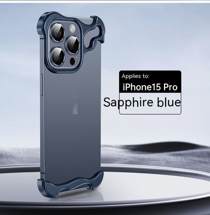 Sleek Frameless Protection: Metal Corner Guard Phone Case for iPhone 12-16 Series