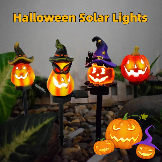 Creative Solar Outdoor Garden Halloween Pumpkin Lantern Resin Handicrafts Garden Festival Atmosphere Decorative Insert Light - The Vibe Haven