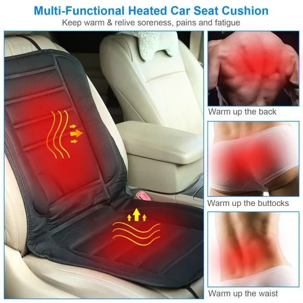 Deluxe 12V Heated Car Seat Cushion with Precision Temperature Control - The Vibe Haven