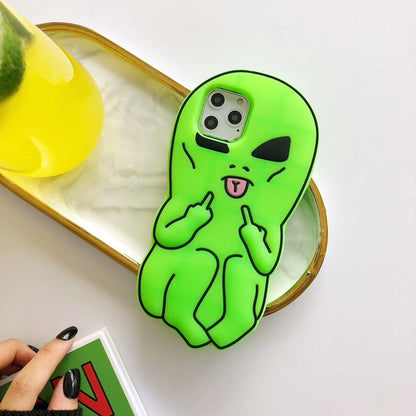 Green Cute Alien Phone Case Protective Silicone