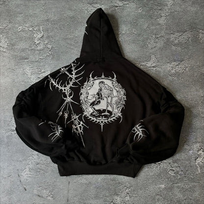 Premium Y2k Printed Pattern Pullover Hoodie