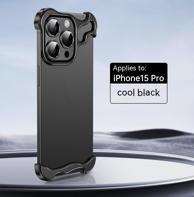 Sleek Frameless Protection: Metal Corner Guard Phone Case for iPhone 12-16 Series