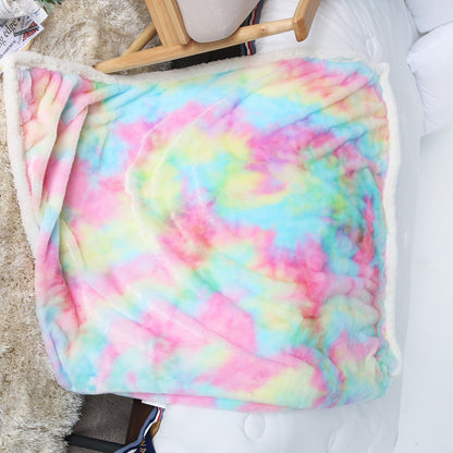 Luxury Rainbow Faux Fur Sherpa Throw Blanket - Ultra-Soft & Shaggy