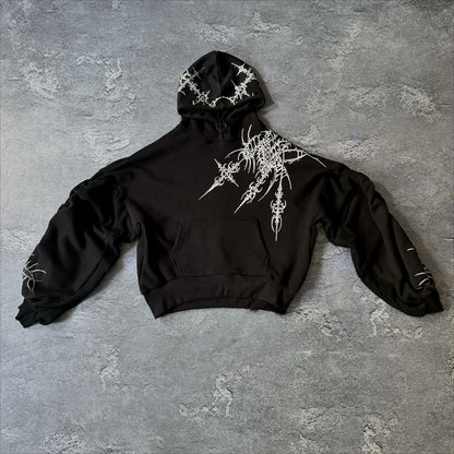 Premium Y2k Printed Pattern Pullover Hoodie