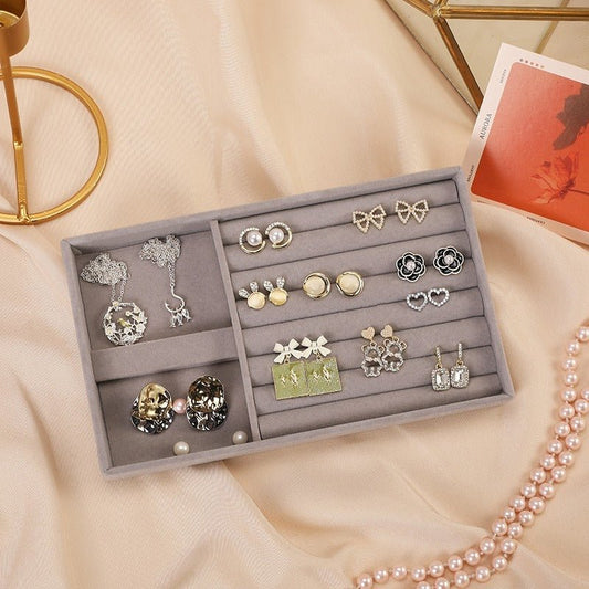 Luxe Stackable Velvet Jewelry Tray - Smoke Gray - The Vibe Haven