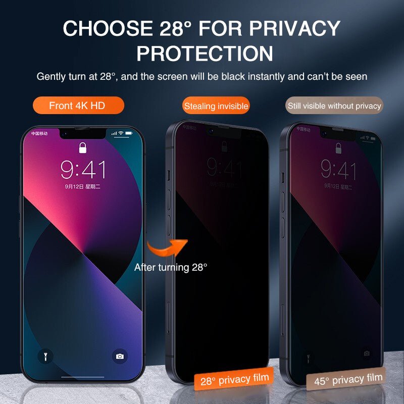 Premium Privacy Tempered Glass Screen Protector (Full Coverage) For iPhone 11 - 16 Series - The Vibe Haven