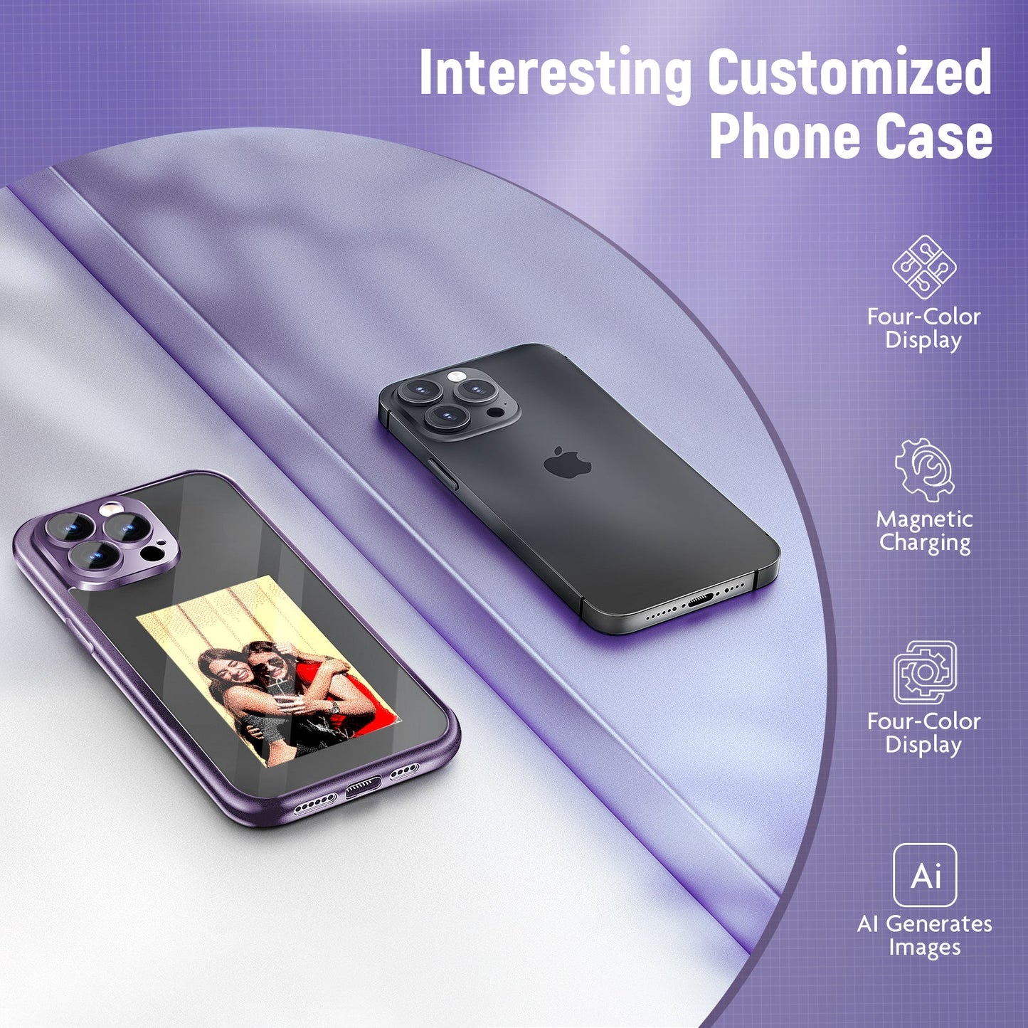 Smart Custom Ink Screen Flip Case for iPhone 15 Pro/Pro Max - The Vibe Haven