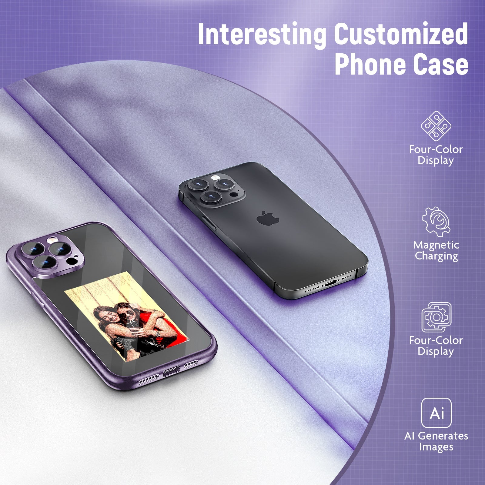 Smart Custom Ink Screen Flip Case for iPhone 15 Pro/Pro Max - The Vibe Haven